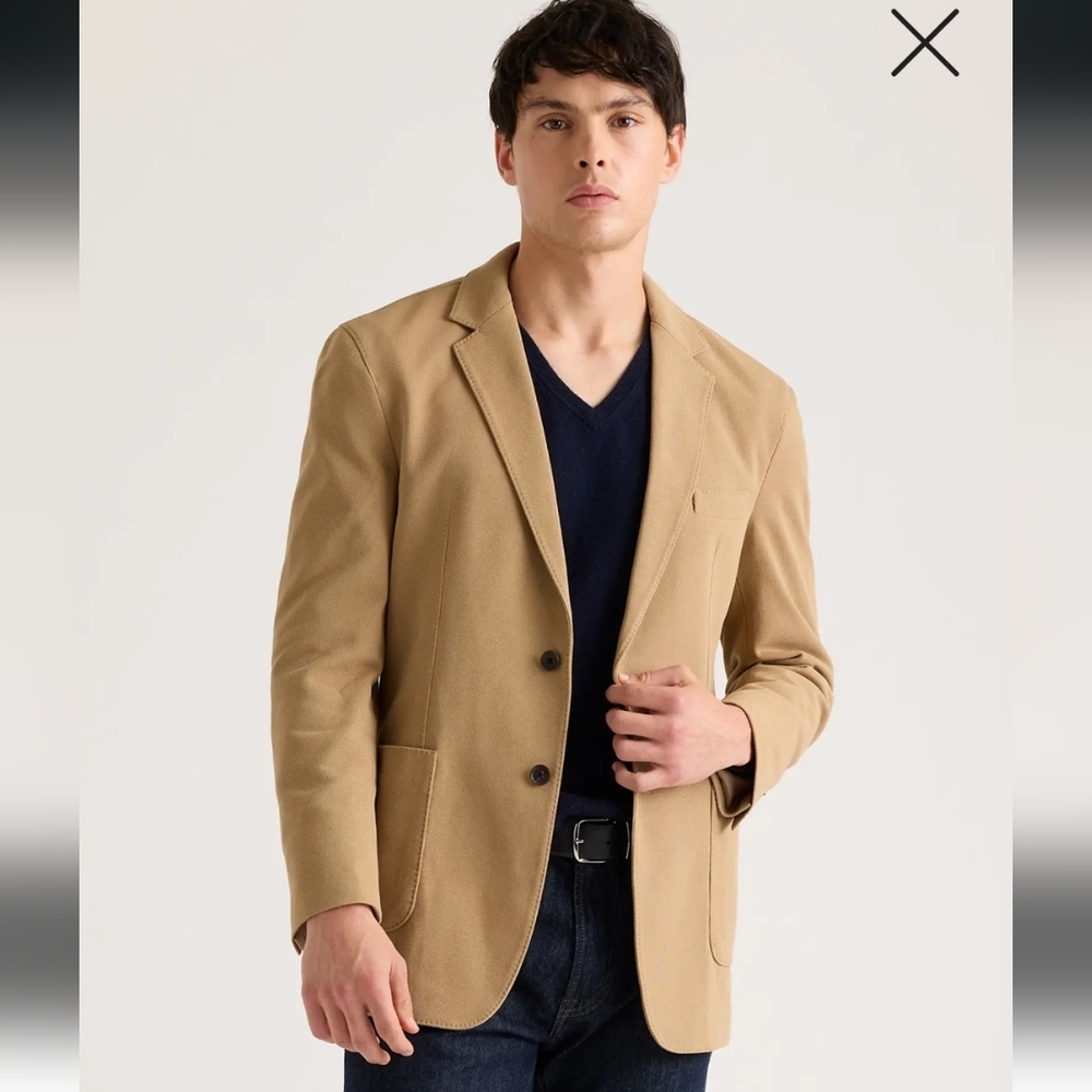 NWT Quince Large Cotton Pique Knit Blazer Baywood